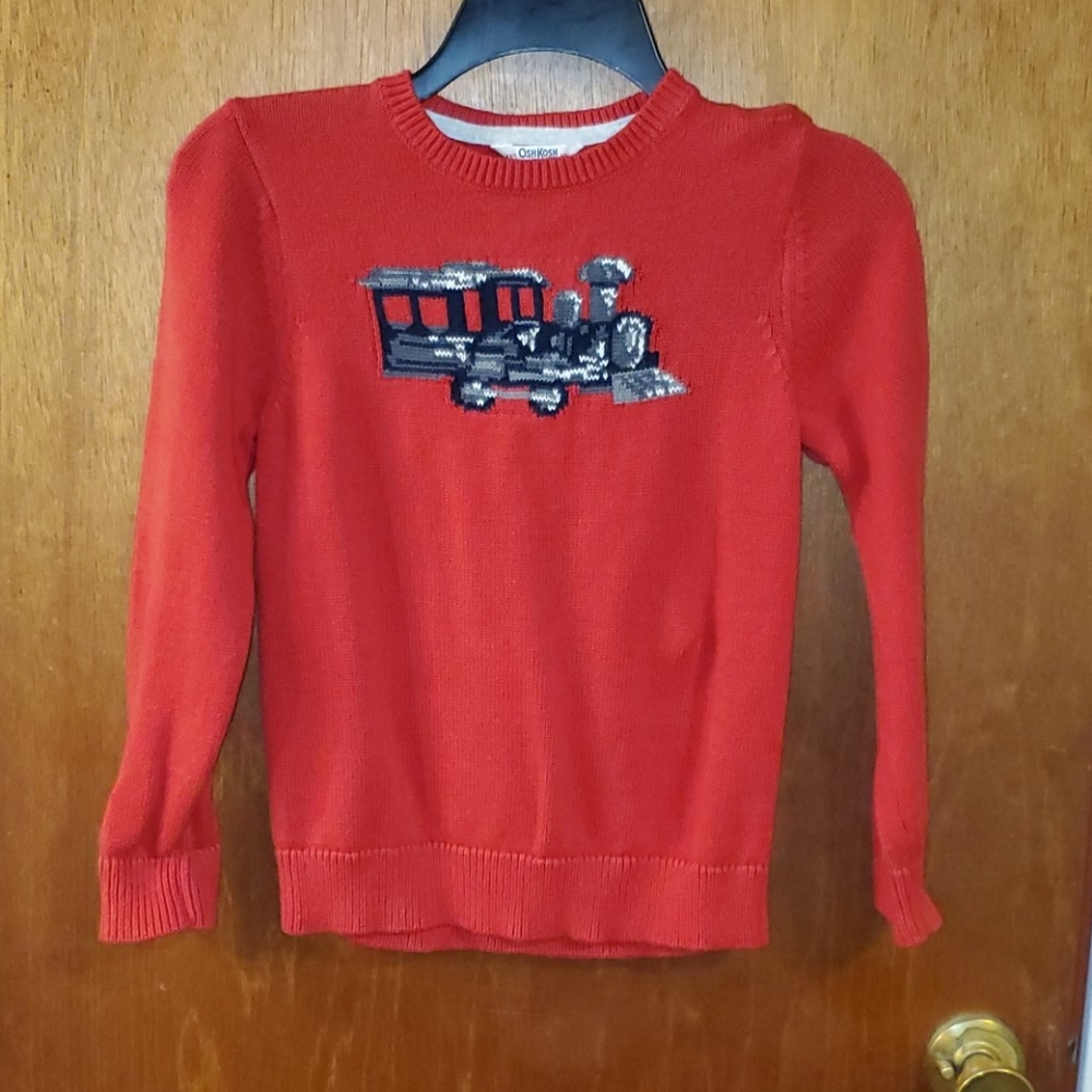 Oshkosh train sweater EUC 7 boys